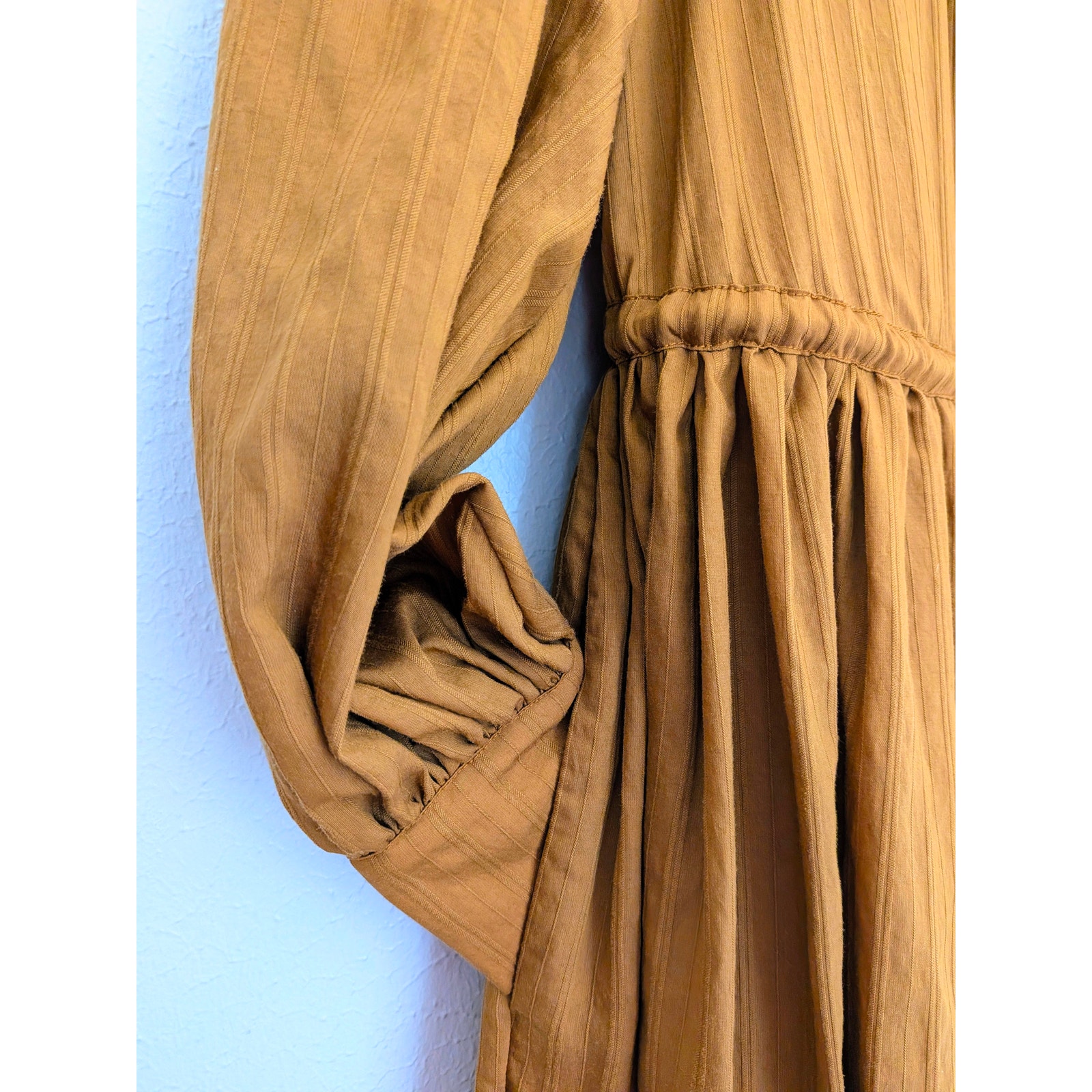 Hunter Bell Euc Button Front Midi Dress Tassel Waist Size Small Mustard Brown — image 4 of 6